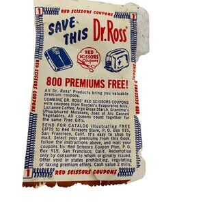 Vintage Dr. Ross Red Scissors Coupons Collectible Advertisement